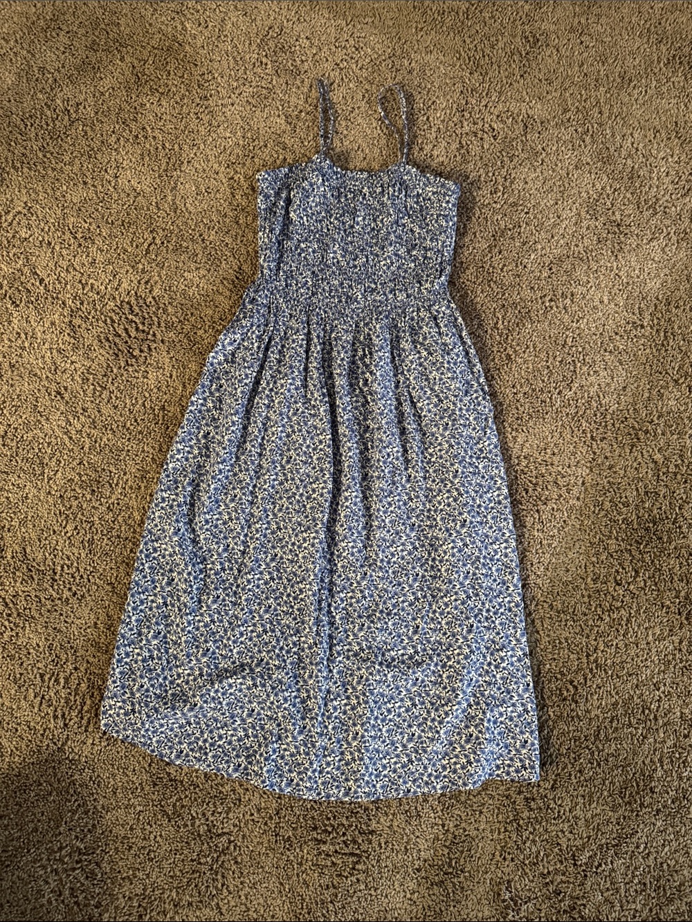Divided Blue Floral Smocked Maxi Dress